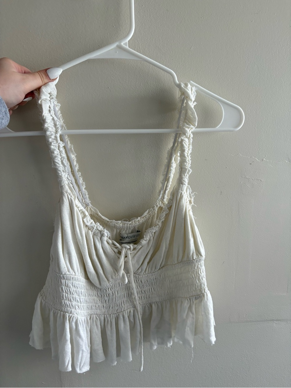 Urban Outfitters Cream Gauzy Tie-Front Tank